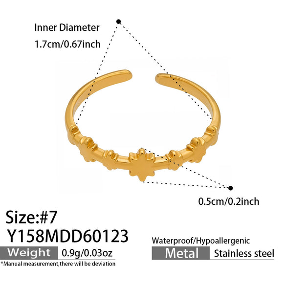 Wholesale Women's Light Luxury Geometric Multi Shaped Stainless Steel 18K Gold Plated Ring Set