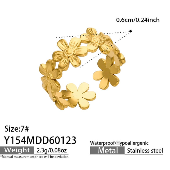 Wholesale Women's Light Luxury Geometric Multi Shaped Stainless Steel 18K Gold Plated Ring Set