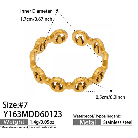 Wholesale Women's Light Luxury Geometric Multi Shaped Stainless Steel 18K Gold Plated Ring Set