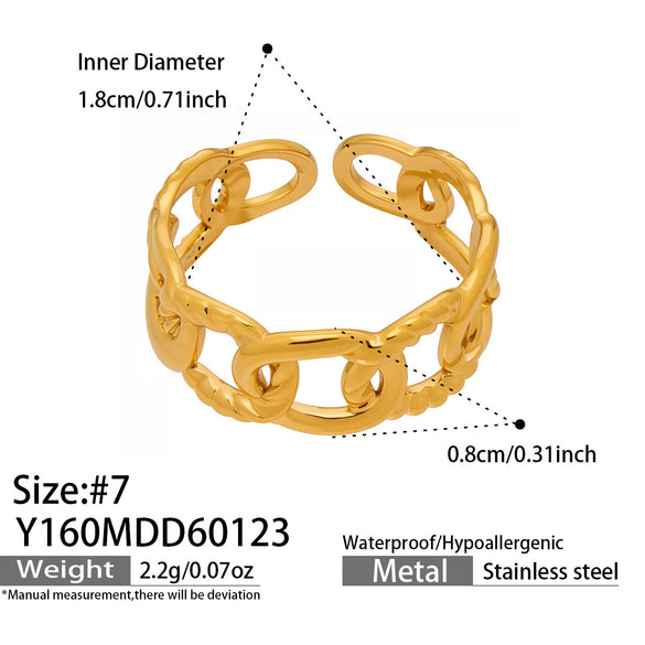 Wholesale Women's Light Luxury Geometric Multi Shaped Stainless Steel 18K Gold Plated Ring Set