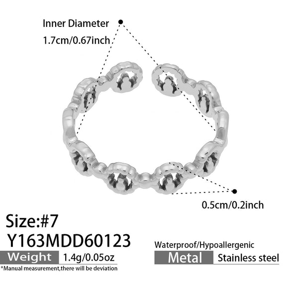 Wholesale Women's Light Luxury Geometric Multi Shaped Stainless Steel 18K Gold Plated Ring Set