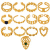 Wholesale Women's Light Luxury Geometric Multi Shaped Stainless Steel 18K Gold Plated Ring Set