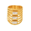 Wholesale Women's Light Luxury Geometric Multilayer Square Zircon Hollow 316L Stainless Steel Goldplated Ring