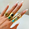Wholesale Women's Light Luxury Geometric Natural Stone Ring Stainless Steel 18K Gold Plated