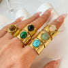 Wholesale Women's Light Luxury Geometric Natural Stone Ring Stainless Steel 18K Gold Plated