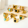 Wholesale Women's Light Luxury Geometric Natural Stone Ring Stainless Steel 18K Gold Plated