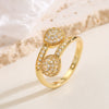 Wholesale Women's Light Luxury Geometric Opening Ring Copper Plated Real Gold Micropaved Zircon
