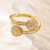 Wholesale Women's Light Luxury Geometric Opening Ring Copper Plated Real Gold Micropaved Zircon