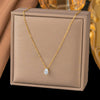 Wholesale Women's Light Luxury Geometric Oval 18K Gold Pendant Titanium Steel Real Gold Plated Flash O Chain Necklace