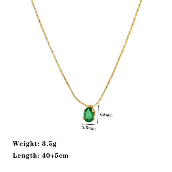 Wholesale Women's Light Luxury Geometric Oval 18K Gold Pendant Titanium Steel Real Gold Plated Flash O Chain Necklace