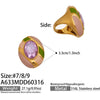 Wholesale Women's Light Luxury Geometric Pattern Electroplated Stainless Steel Enamel Glaze Inlaid Glass Stone Ring Set