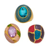 Wholesale Women's Light Luxury Geometric Pattern Electroplated Stainless Steel Enamel Glaze Inlaid Glass Stone Ring Set