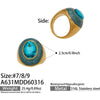 Wholesale Women's Light Luxury Geometric Pattern Electroplated Stainless Steel Enamel Glaze Inlaid Glass Stone Ring Set
