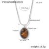 Wholesale Women's Light Luxury Geometric Pattern Oval Tiger Eye Stone Stainless Steel Electroplated Pendant Necklace For Autumn And Winter