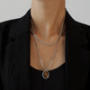 Wholesale Women's Light Luxury Geometric Pattern Oval Tiger Eye Stone Stainless Steel Electroplated Pendant Necklace For Autumn And Winter