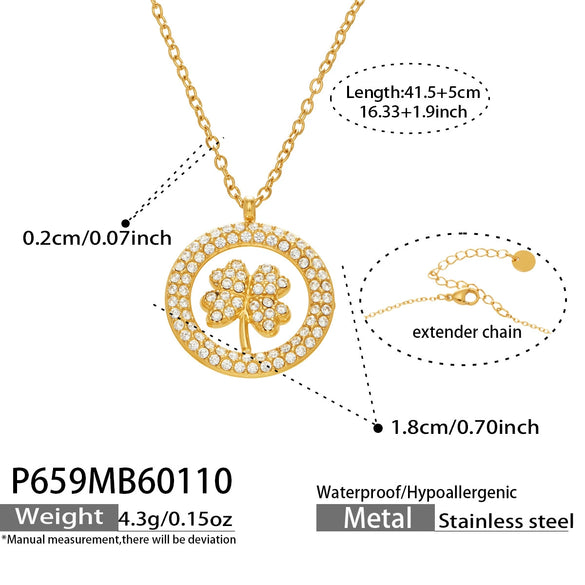Wholesale Women's Light Luxury Geometric Pattern Stainless Steel 18K Gold Plated Clavicle Chain Necklace