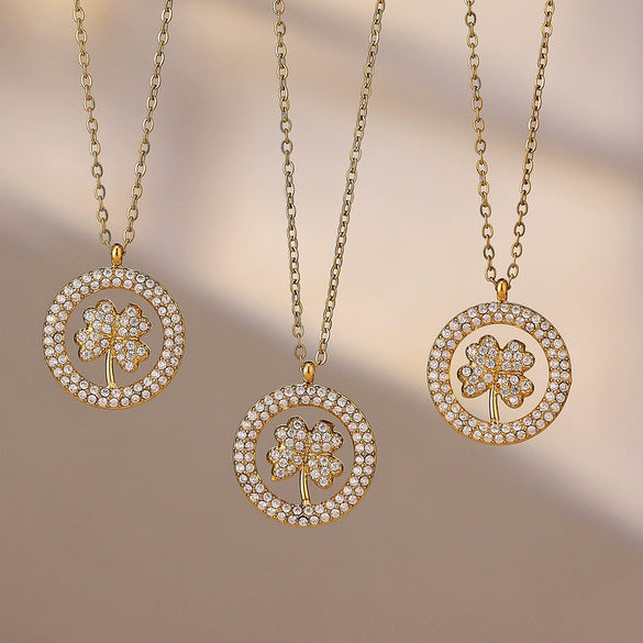Wholesale Women's Light Luxury Geometric Pattern Stainless Steel 18K Gold Plated Clavicle Chain Necklace