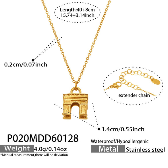 Wholesale Women's Light Luxury Geometric Pendant Necklace Stainless Steel 18K Gold Plated