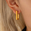 Wholesale Women's Light Luxury Geometric Rectangular Ferris Wheel Stainless Steel 18K Gold Plated Earrings