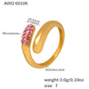 Wholesale Women's Light Luxury Geometric Rhinestone Open Ring Stainless Steel 18K Gold Plated Jewelry