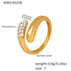Wholesale Women's Light Luxury Geometric Rhinestone Open Ring Stainless Steel 18K Gold Plated Jewelry