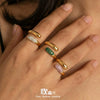 Wholesale Women's Light Luxury Geometric Rhinestone Open Ring Stainless Steel 18K Gold Plated Jewelry
