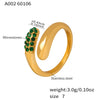 Wholesale Women's Light Luxury Geometric Rhinestone Open Ring Stainless Steel 18K Gold Plated Jewelry