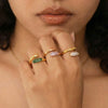 Wholesale Women's Light Luxury Geometric Rhinestone Open Ring Stainless Steel 18K Gold Plated Jewelry