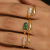 Wholesale Women's Light Luxury Geometric Rhinestone Open Ring Stainless Steel 18K Gold Plated Jewelry