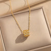 Wholesale Women's Light Luxury Geometric Rhombus Pattern Gold Plated Copper Zircon Inlaid Clavicle Necklace