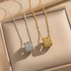 Wholesale Women's Light Luxury Geometric Rhombus Pattern Gold Plated Copper Zircon Inlaid Clavicle Necklace