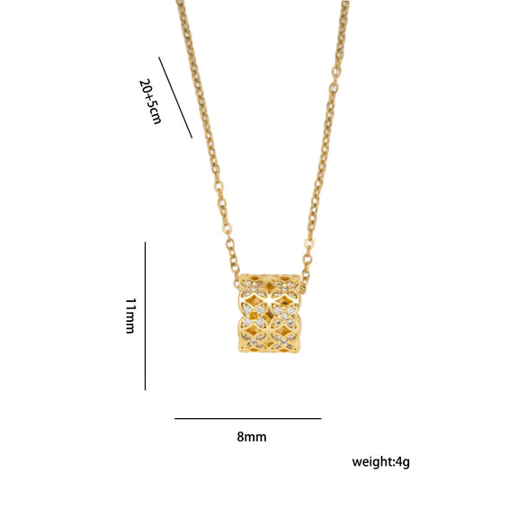 Wholesale Women's Light Luxury Geometric Rhombus Pattern Gold Plated Copper Zircon Inlaid Clavicle Necklace