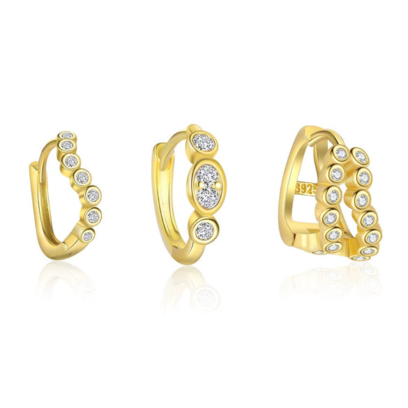 Wholesale Women's Light Luxury Geometric Round S925 Sterling Silver Earrings Inlaid With Zirconia