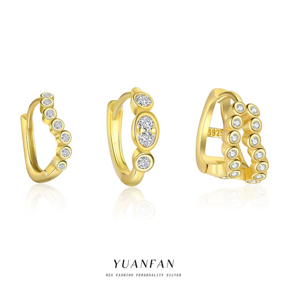 Wholesale Women's Light Luxury Geometric Round S925 Sterling Silver Earrings Inlaid With Zirconia