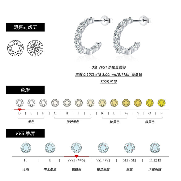 Wholesale Women's Light Luxury Geometric S925 Silver Diamond Earrings