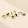 Wholesale Women's Light Luxury Geometric S925 Silver Electroplated Earrings With Diamonds And Highgrade Emeralds