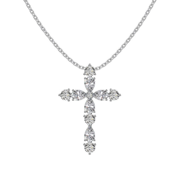 Wholesale Women's Light Luxury Geometric S925 Sterling Silver Cross Shape Necklace With Electroplating
