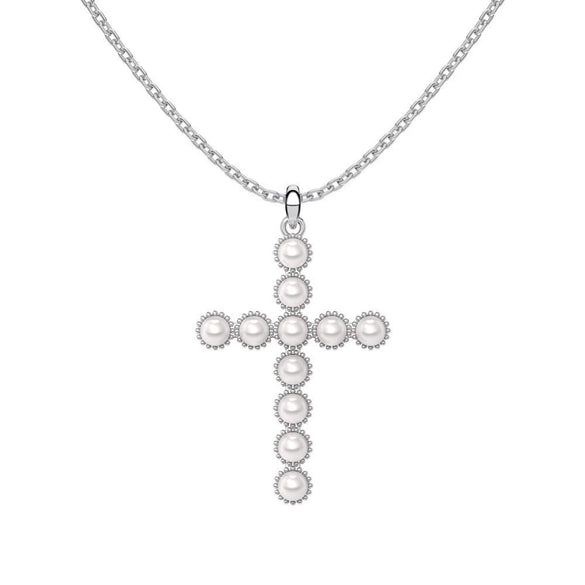 Wholesale Women's Light Luxury Geometric S925 Sterling Silver Cross Shape Necklace With Electroplating