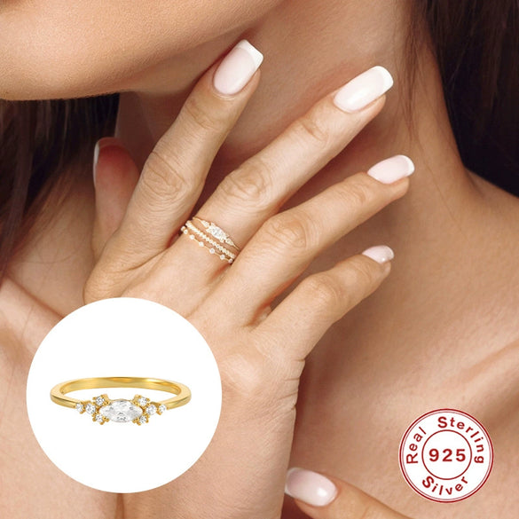 Wholesale Women's Light Luxury Geometric S925 Sterling Silver Electroplated Ring Jewelry