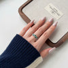 Wholesale Women's Light Luxury Geometric S925 Sterling Silver Pigeon Egg Shape Wave Design Ring With Electroplating