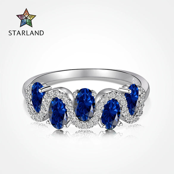 Wholesale Women's Light Luxury Geometric S925 Sterling Silver Pigeon Egg Shape Wave Design Ring With Electroplating