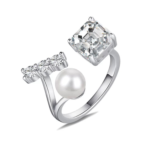 Wholesale Women's Light Luxury Geometric S925 Sterling Silver Ring With High Carbon Diamond Zircon And Electroplating