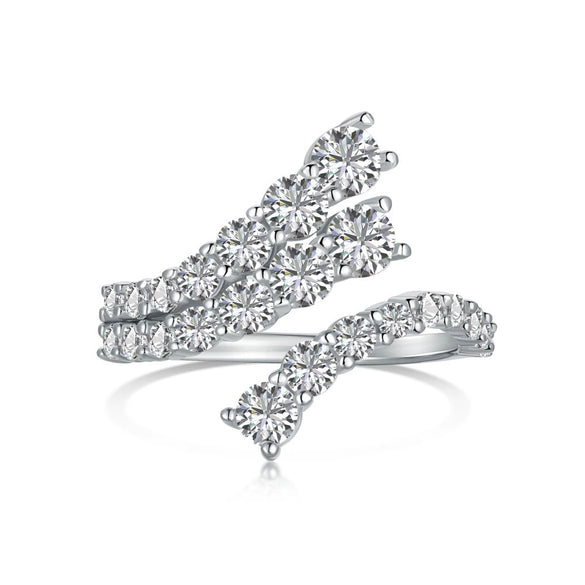 Wholesale Women's Light Luxury Geometric S925 Sterling Silver Ring With High Carbon Diamond Zircon And Electroplating