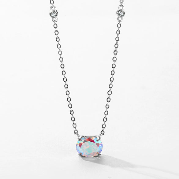 Wholesale Women's Light Luxury Geometric S925 Sterling Silver Zircon Inlaid Necklace With Cross Chain