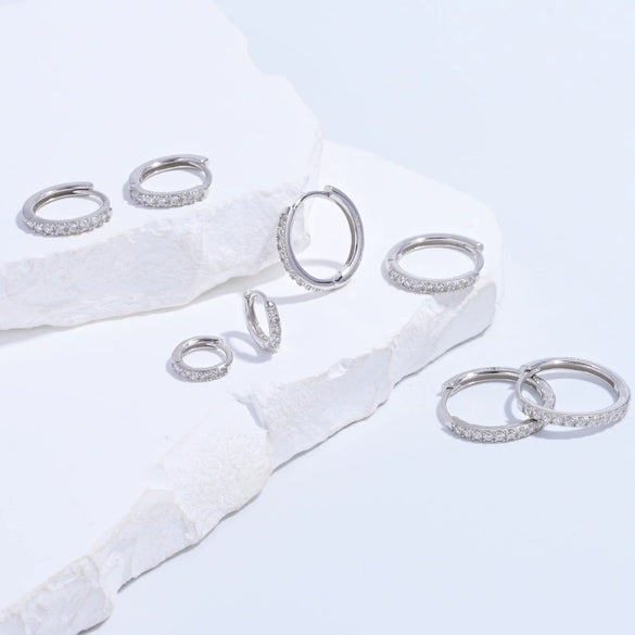 Wholesale Women's Light Luxury Geometric S925 Sterling Silver Zirconia Inlaid Earrings