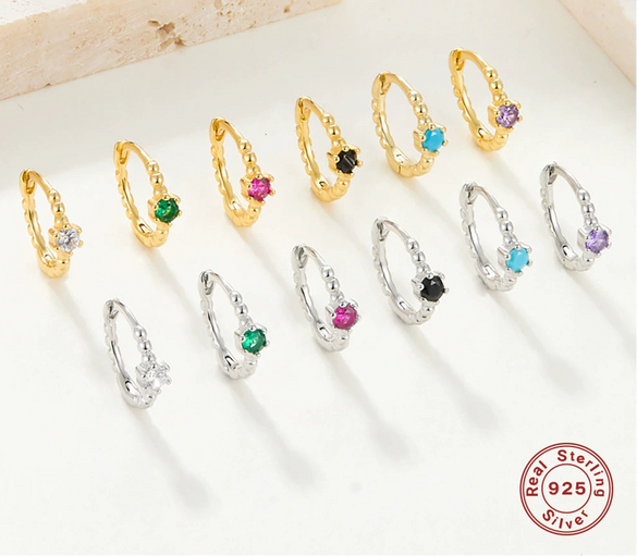 Wholesale Women's Light Luxury Geometric 925 Silver Earrings With Multicolor Zircon And Electroplating