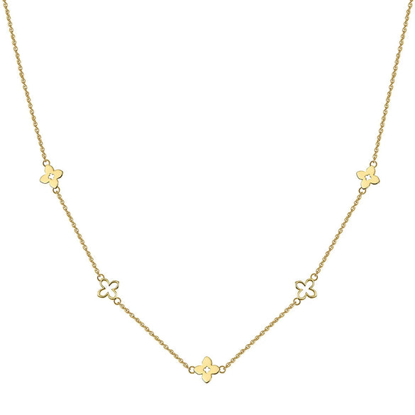 Wholesale Women's Light Luxury Geometric Silver Electroplated Cross Chain Necklace With Four Leaf Clover Pendant