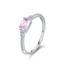 Wholesale Women's Light Luxury Geometric 925 Silver Oval Pink Crystal Ring Jewelry With Seiko Design