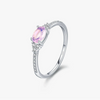 Wholesale Women's Light Luxury Geometric 925 Silver Oval Pink Crystal Ring Jewelry With Seiko Design