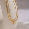 Wholesale Women's Light Luxury Geometric Snake Chain Necklace Stainless Steel 18K Real Gold Plated With Zircon Inlay